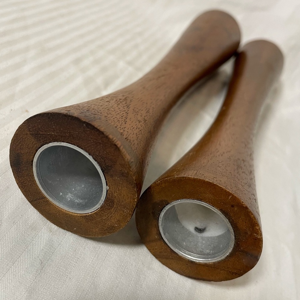 West Elm Sculpted Brown Candle Holders - Picture 3 of 9
